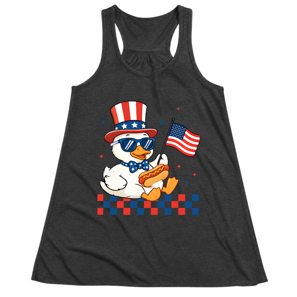 Patriotic Duck Funny 4th Of July USA Flag - Women Tank Top