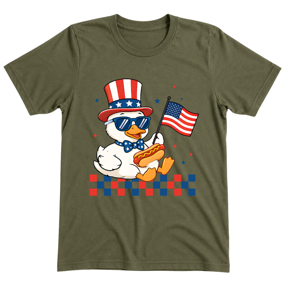Patriotic Duck Funny 4th Of July USA Flag - T-Shirt