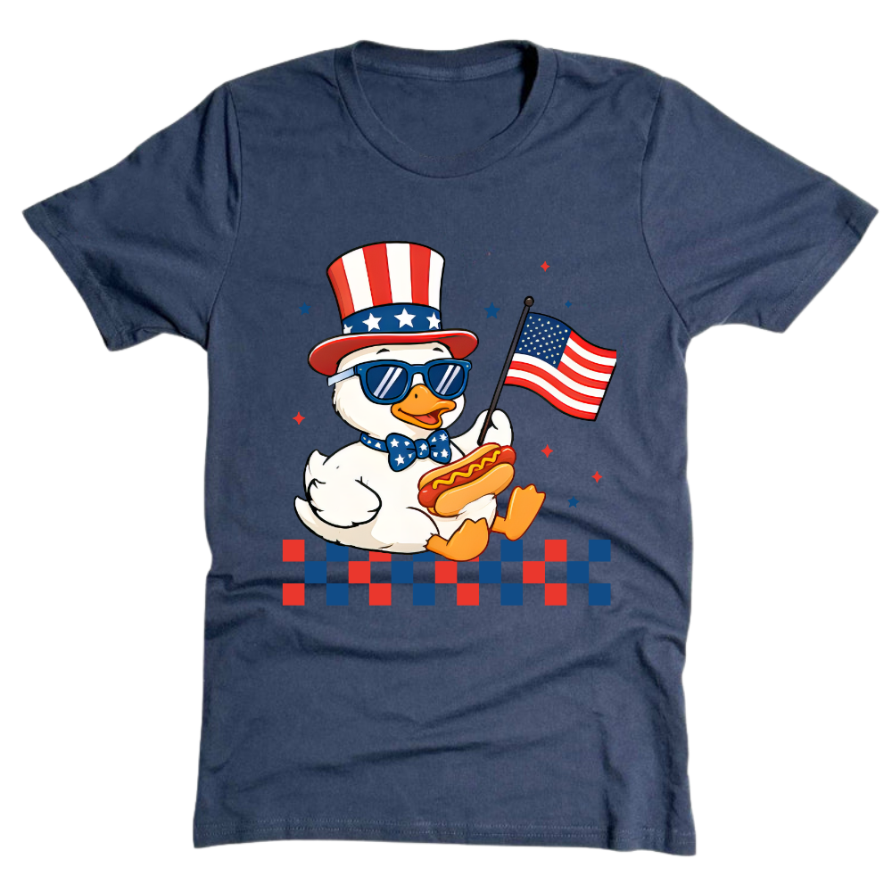 Patriotic Duck Funny 4th Of July USA Flag - T-Shirt