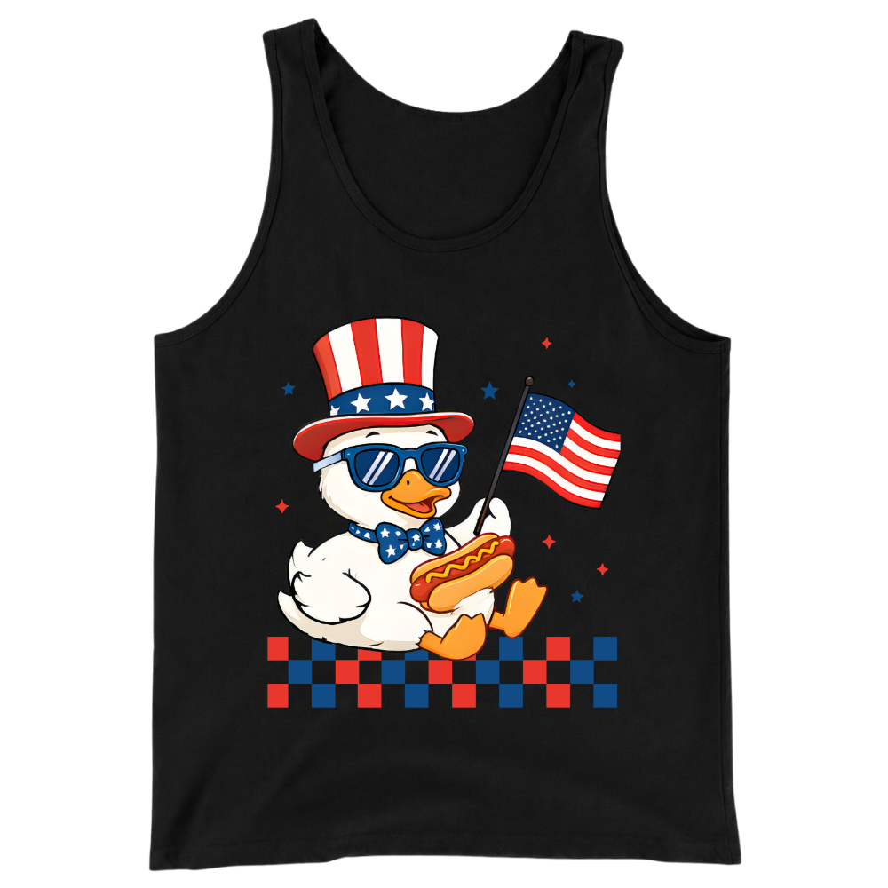 Patriotic Duck Funny 4th Of July USA Flag - Tank Top