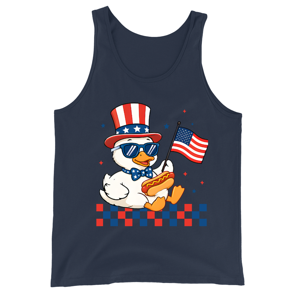 Patriotic Duck Funny 4th Of July USA Flag - Tank Top