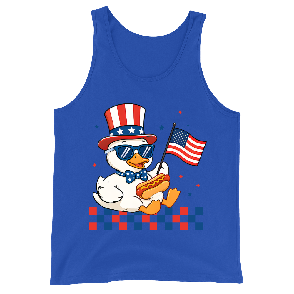 Patriotic Duck Funny 4th Of July USA Flag - Tank Top