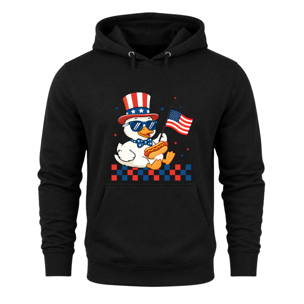 Patriotic Duck Funny 4th Of July USA Flag - Hoodie
