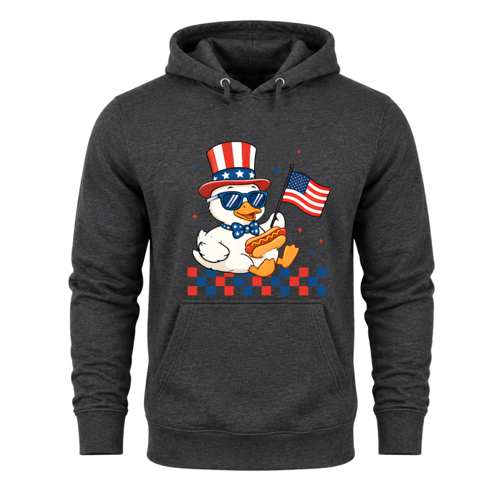 Patriotic Duck Funny 4th Of July USA Flag - Hoodie