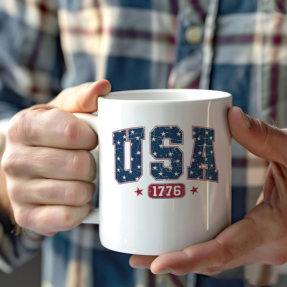 USA 1776 Patriotic Mug American Flag Stars