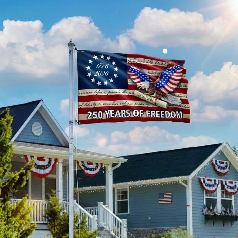 USA 250 Years Of Freedom Eagle Flag 1776 2026 Vintage