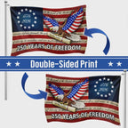 USA 250 Years Of Freedom Eagle Flag 1776 2026 Vintage