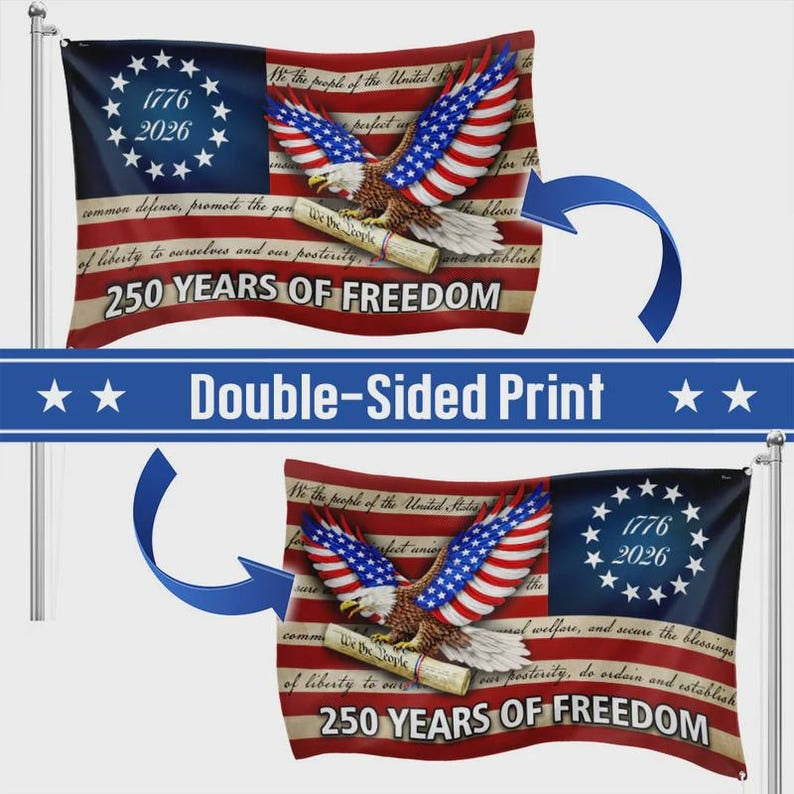 USA 250 Years Of Freedom Eagle Flag 1776 2026 Vintage