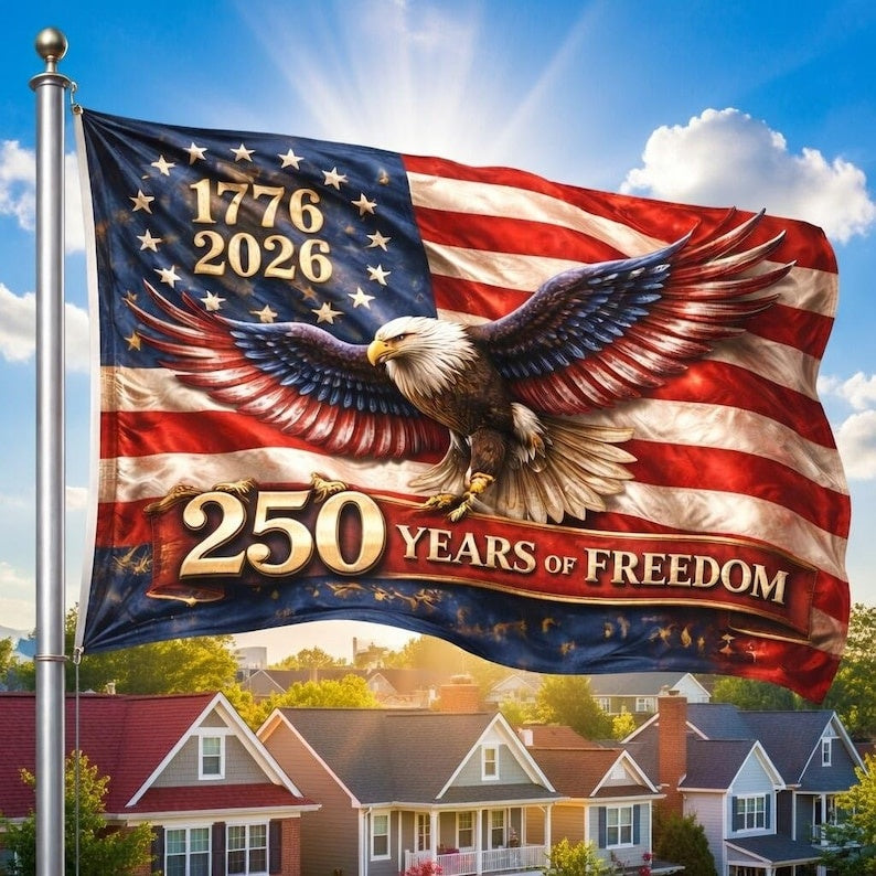 Bald Eagle USA Flag 250 Years Of Freedom 1776 2026