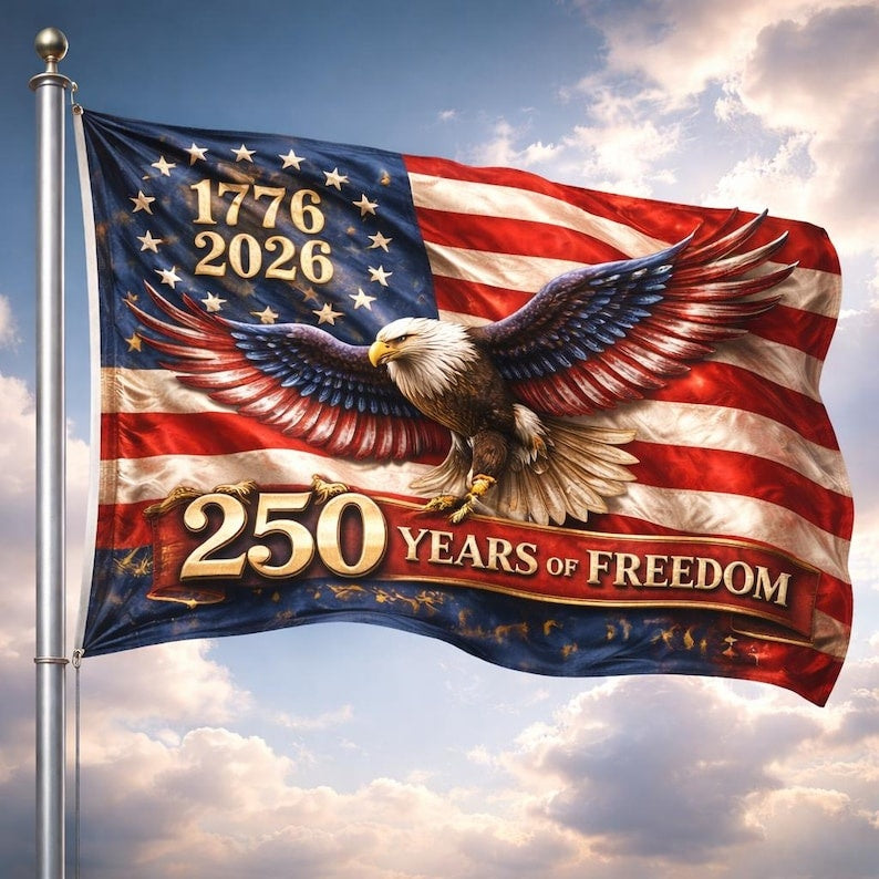 Bald Eagle USA Flag 250 Years Of Freedom 1776 2026