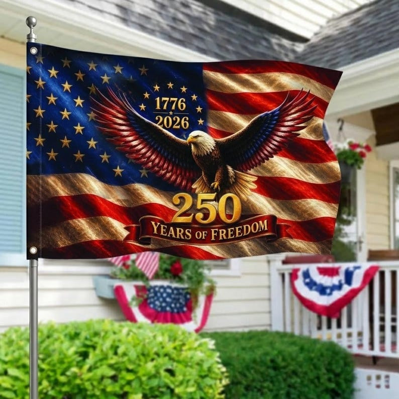 USA Eagle Flag 250 Years Of Freedom 1776 2026 Patriotic