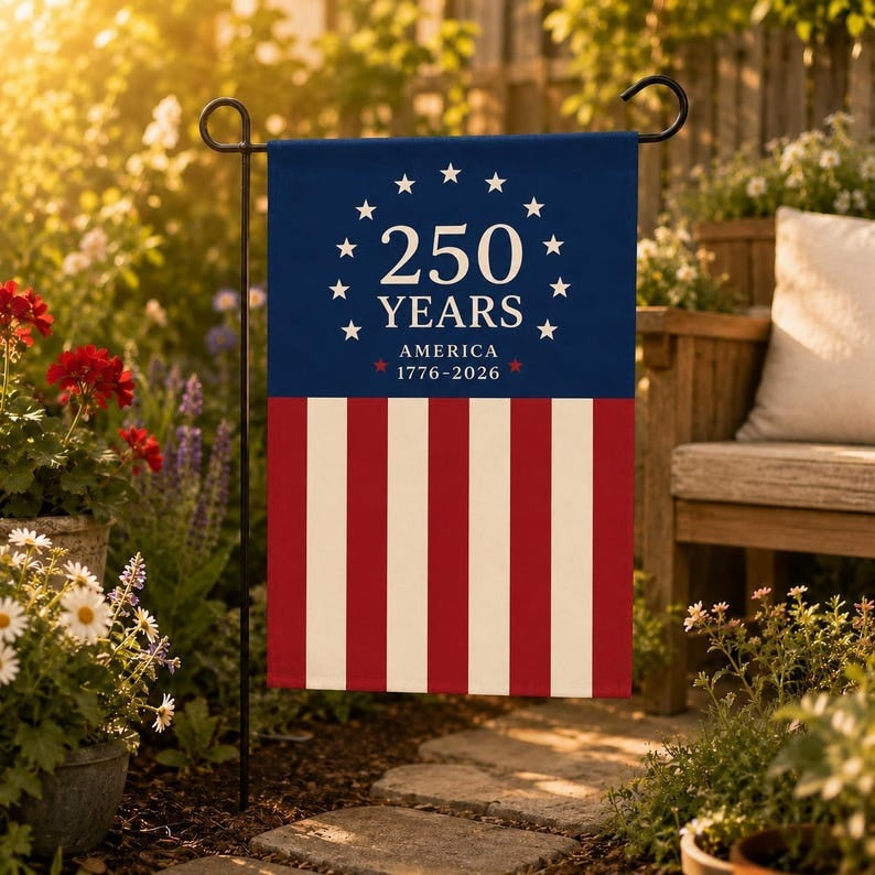 America 250 Years Garden Flag 1776 2026 Patriotic USA