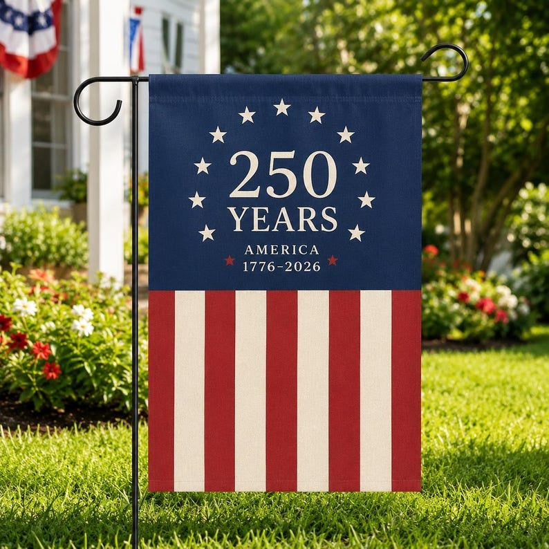 America 250 Years Garden Flag 1776 2026 Patriotic USA