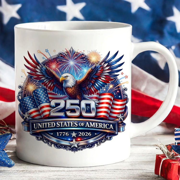 USA 250th Anniversary Eagle Mug 1776 2026 Patriotic